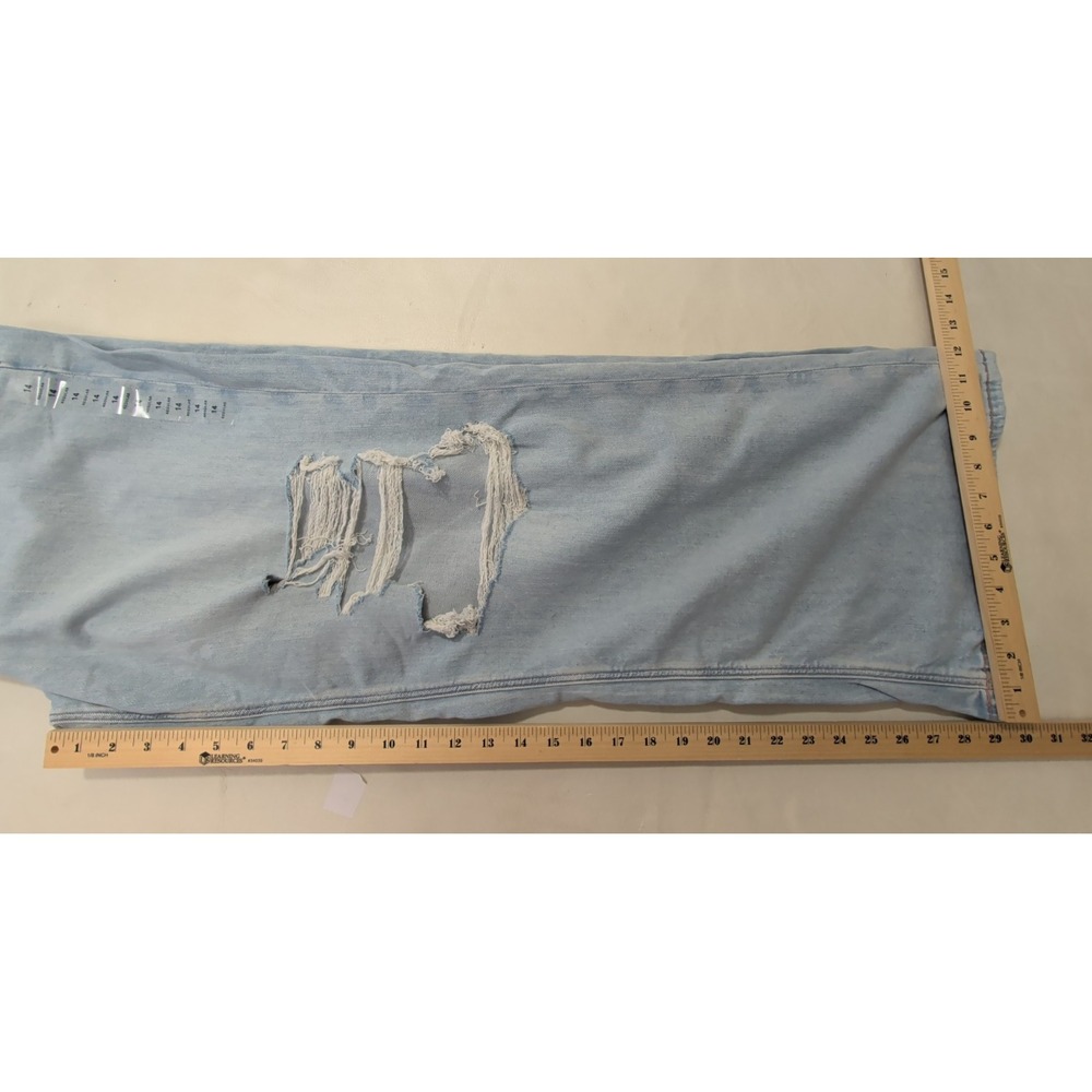 American Eagle Super High Rise Baggy Wide Leg Jeans Womens 14 Blue Distressed - Picture 9 of 9